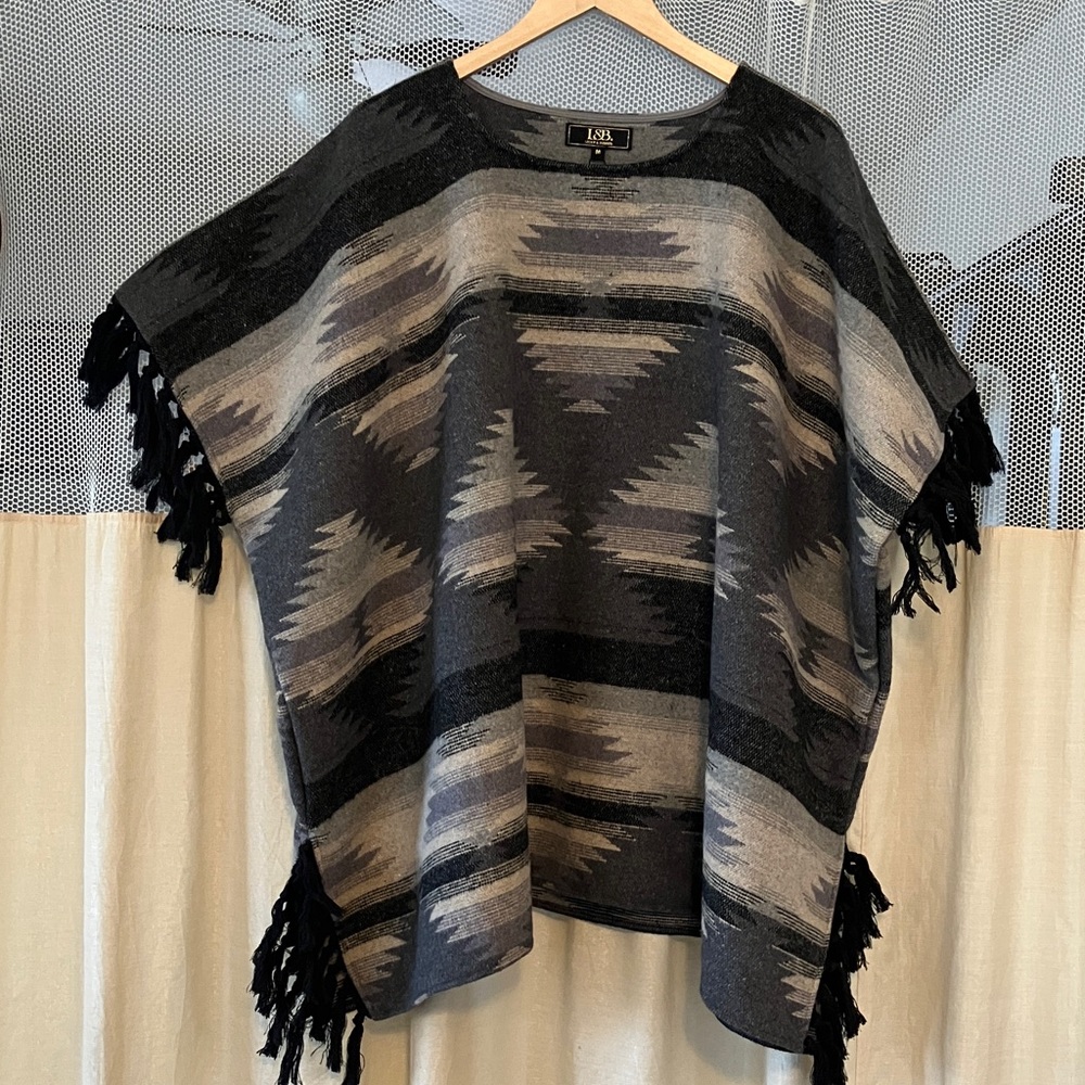 Lucky & Blessed Black and Gray Poncho